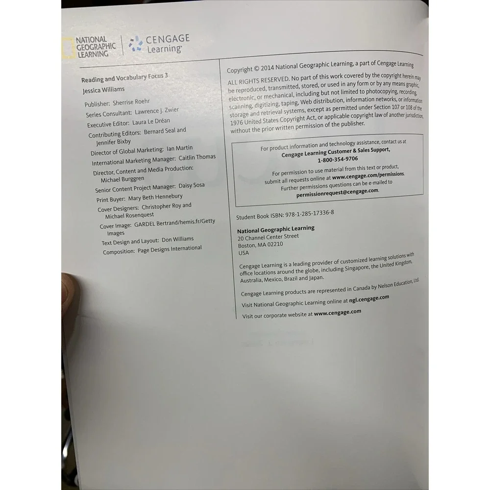 Reading and Vocabulary Focus 3 Paperback Jessica Williams